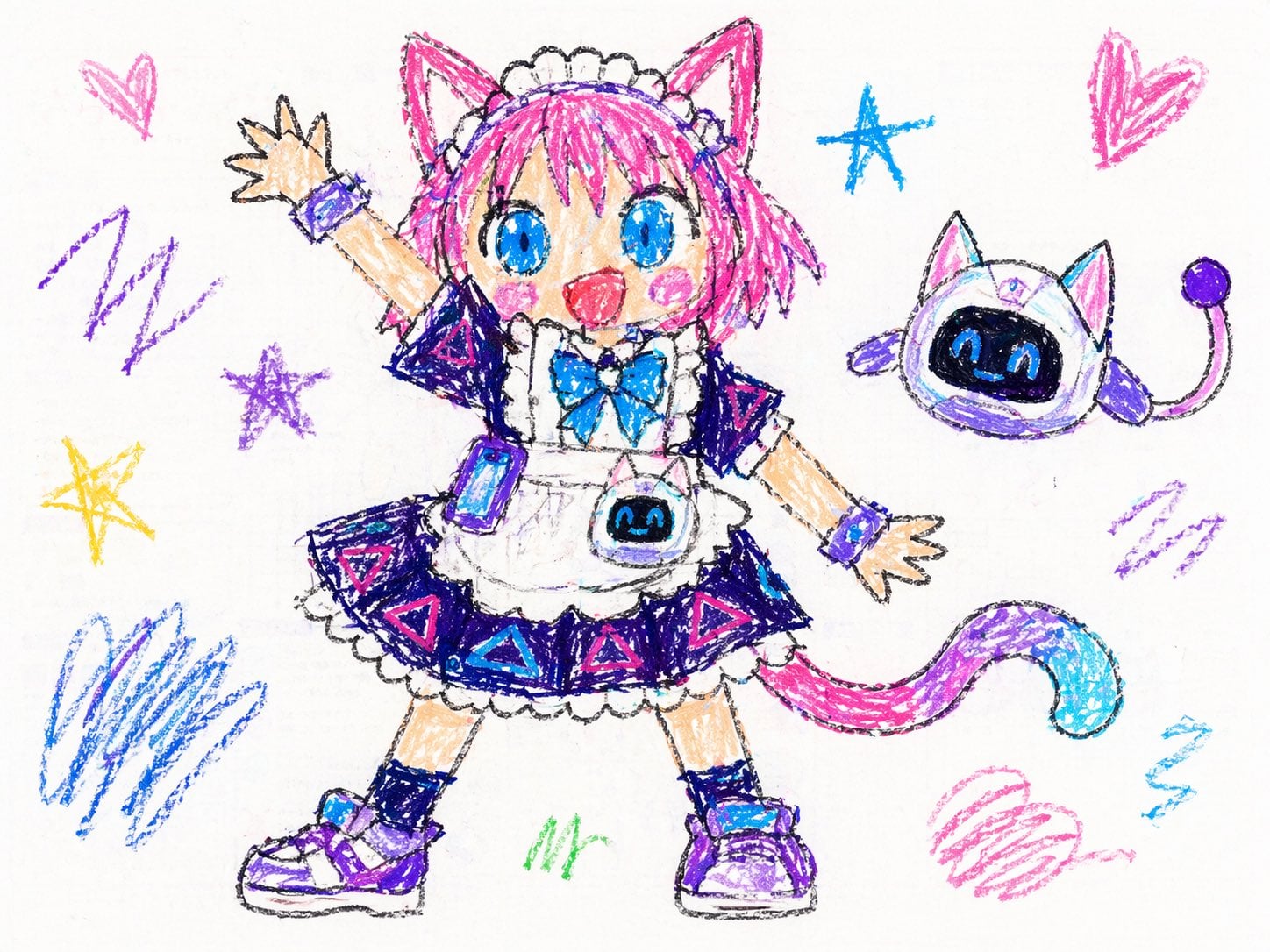 Toddler Crayon Scribble Art Style Portrait