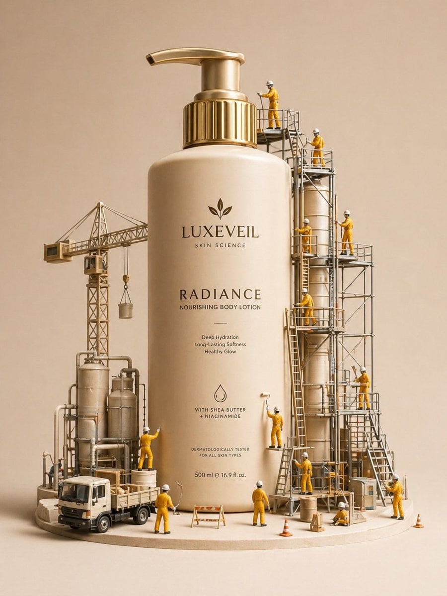 E-commerce Main Image - Miniature Diorama Skincare Advertisement