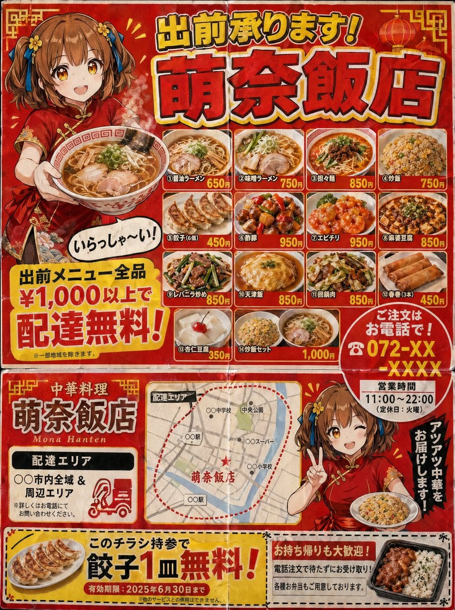 Japanese Chinese Food Delivery Flyer