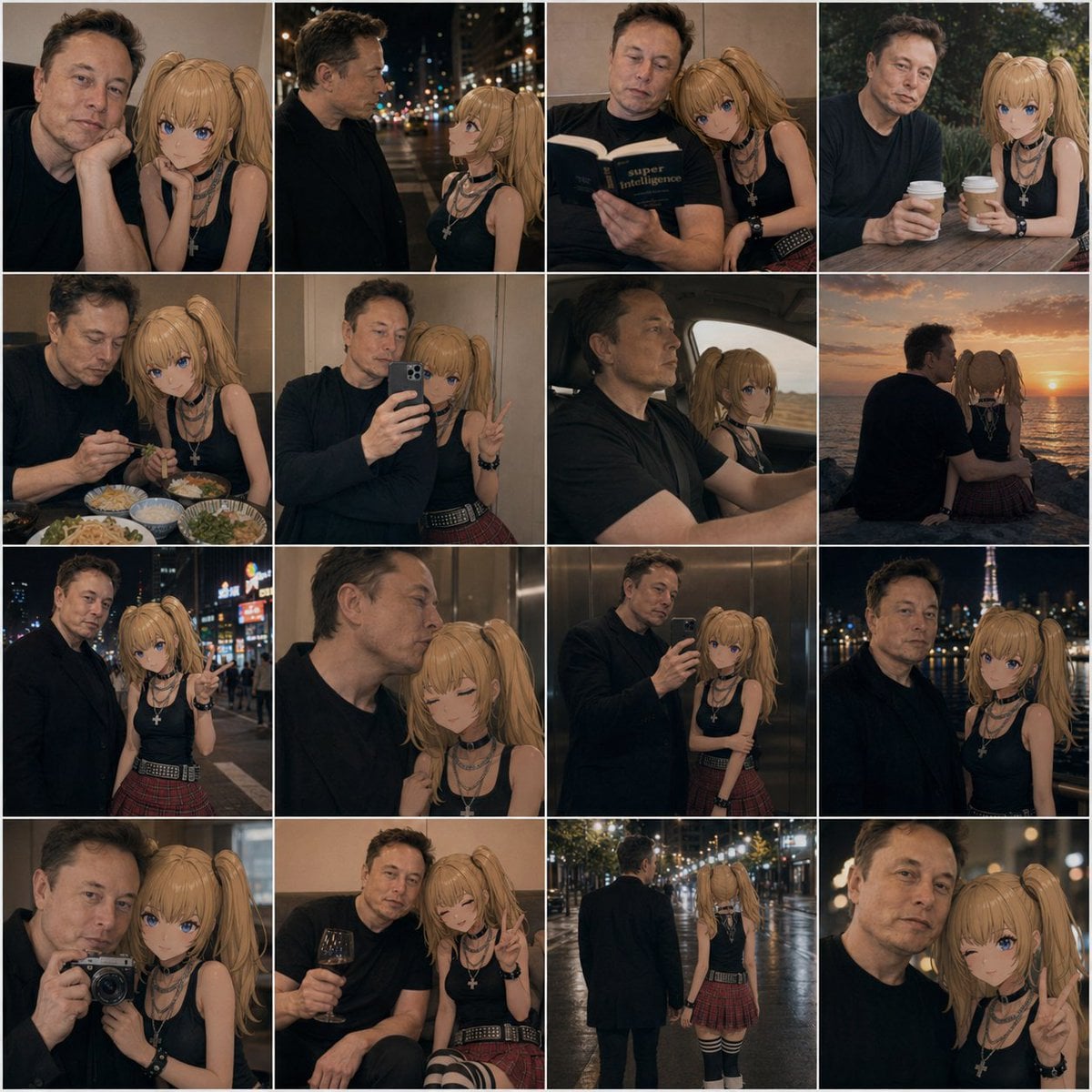 Anime Girl and Man Date Photo Collage