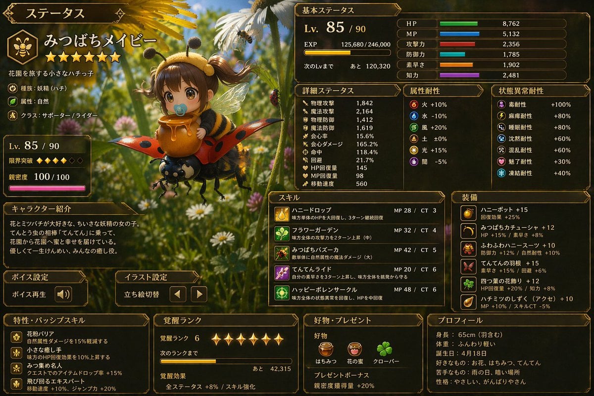 日式 RPG 状态界面