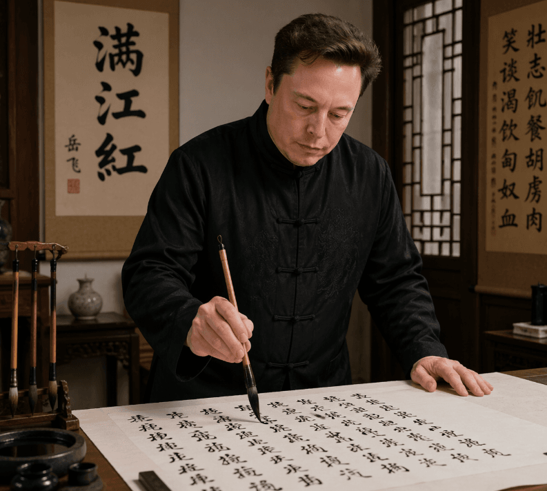 照片级真实感的书法学者场景
