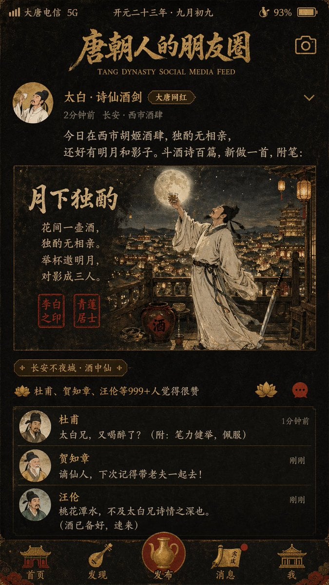 大唐风社交媒体动态海报