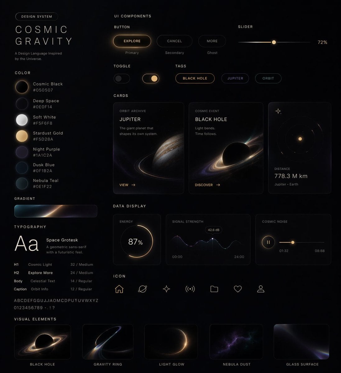 Cosmic Dark Mode UI 设计系统