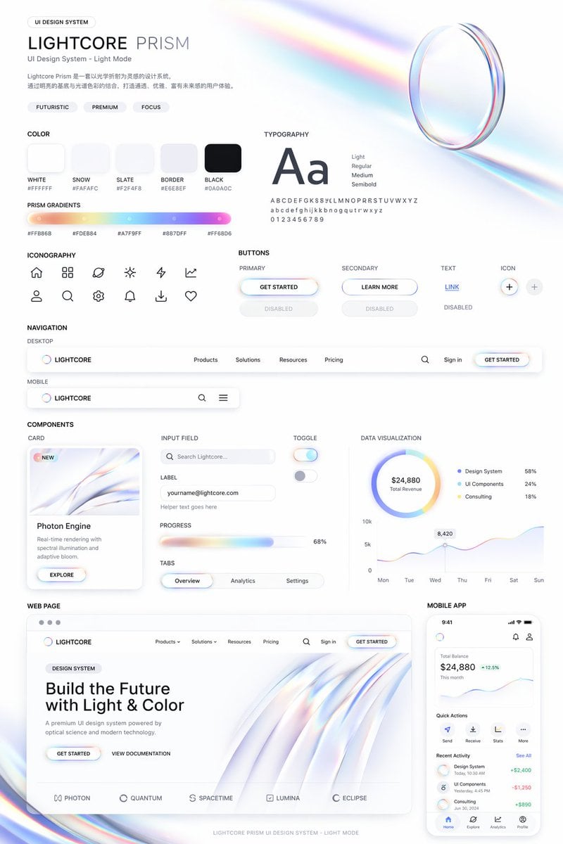 浅色模式 UI 设计系统项目