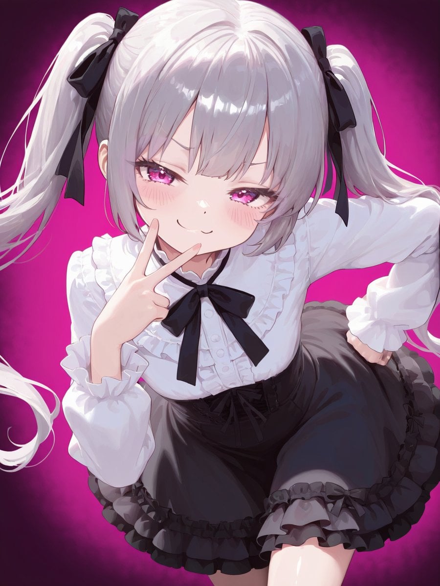 动漫少女俏皮剪刀手肖像