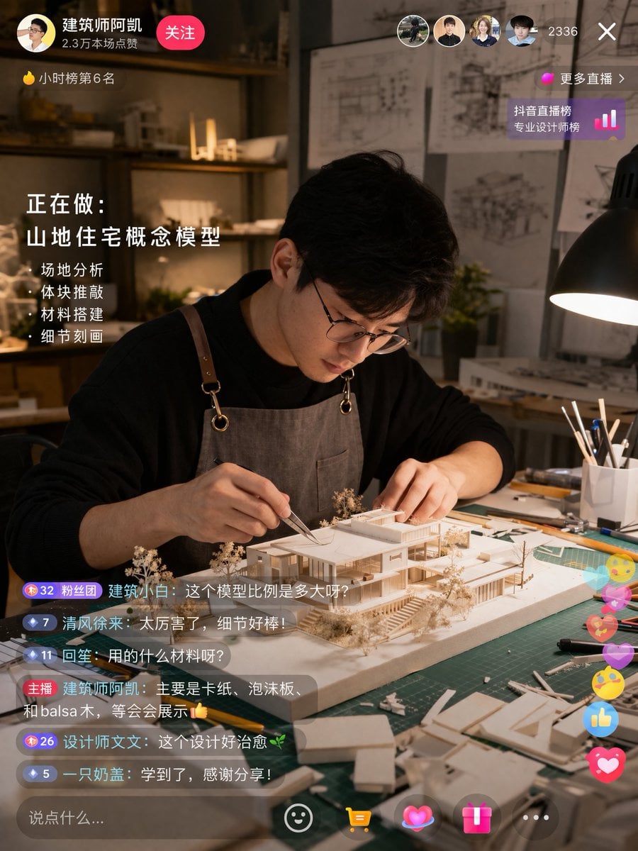 建筑师直播界面 UI 模型