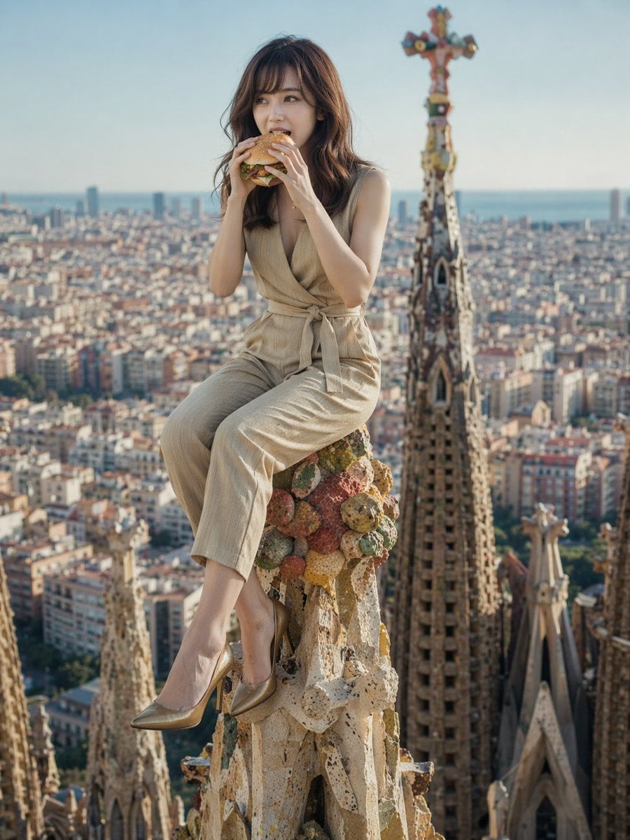 超现实地标用餐肖像