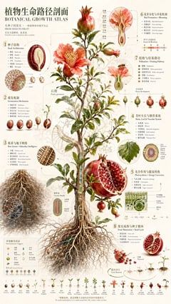 Vintage Pomegranate Growth Atlas