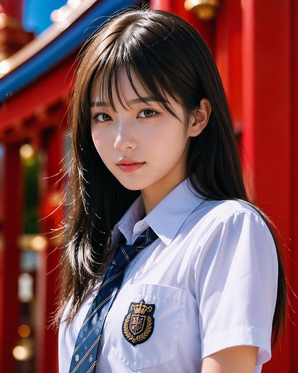 写实风格校服神社肖像