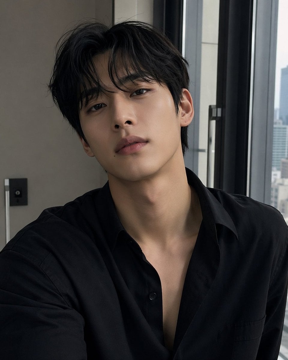 忧郁风格遮挡室内自拍肖像