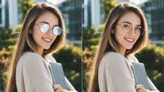 信息图 / 教育视觉 - 眼镜反光去除对比