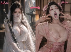 社交媒体帖子 - 古风奇幻前后对比双联画