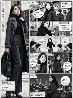 漫画/分镜 - 写实职业女性在漫画页面布局中