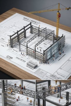 信息图 / 教育视觉 - 3D建筑立体模型蓝图