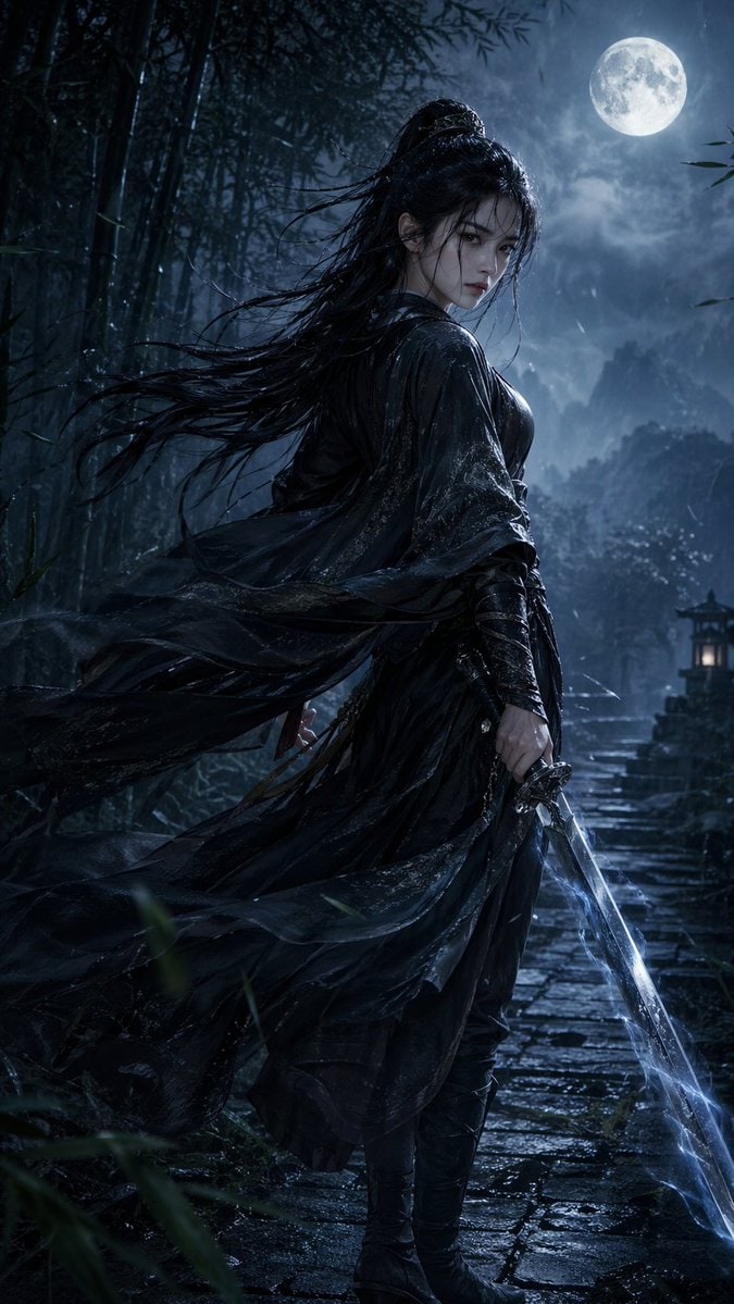 Vertical Wuxia Heroine Portrait