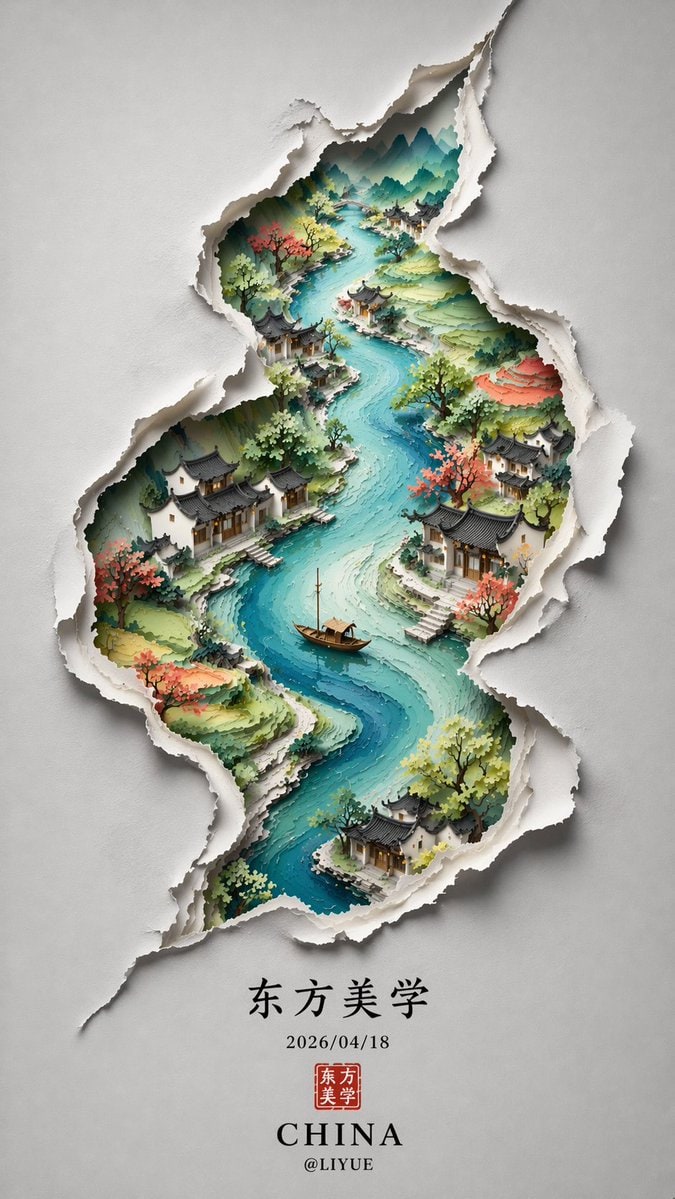 Chinese Minimalist S-Shaped Poster