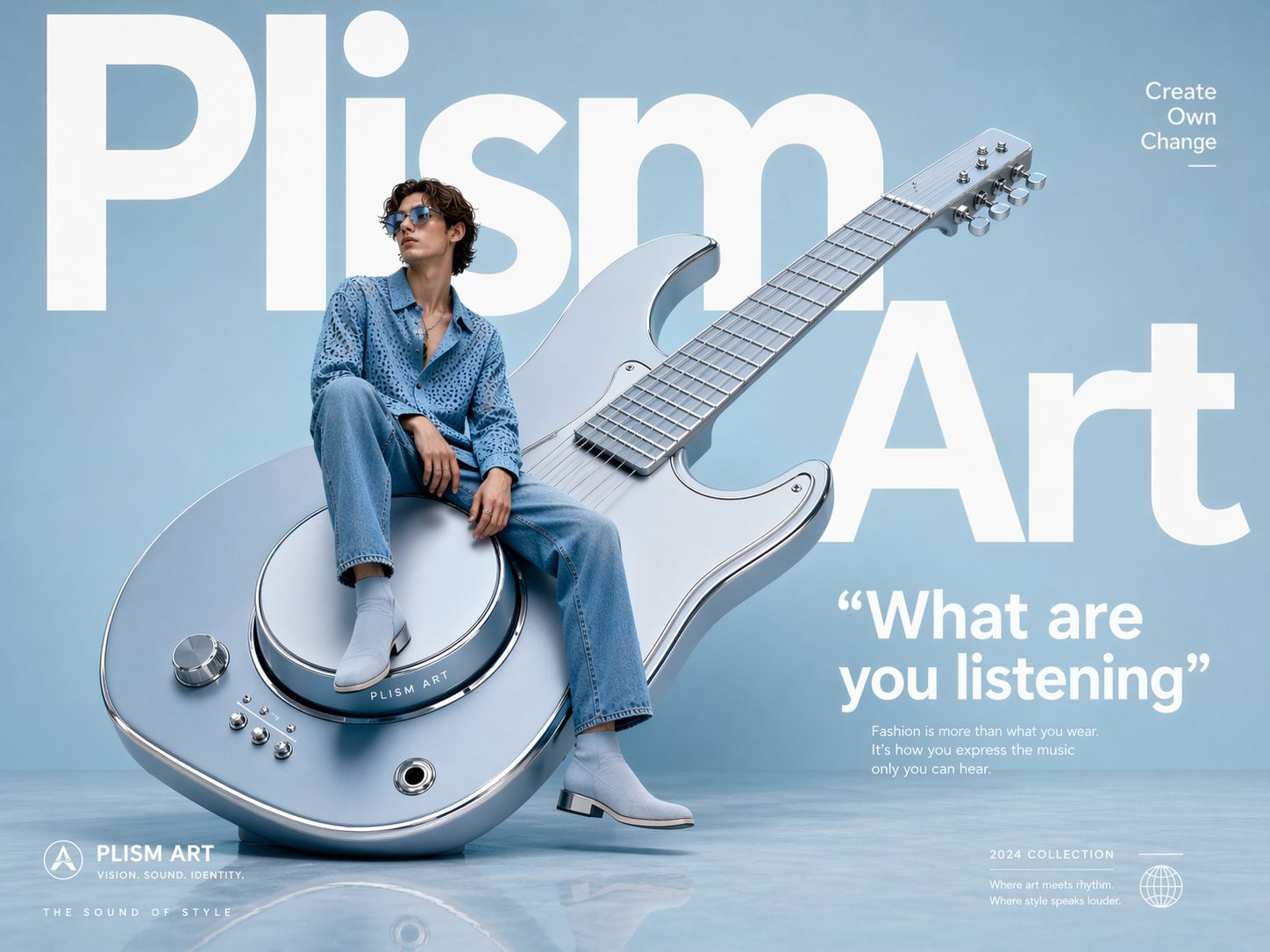 Avant-Garde Guitar Sculpture Fashion Advertisement