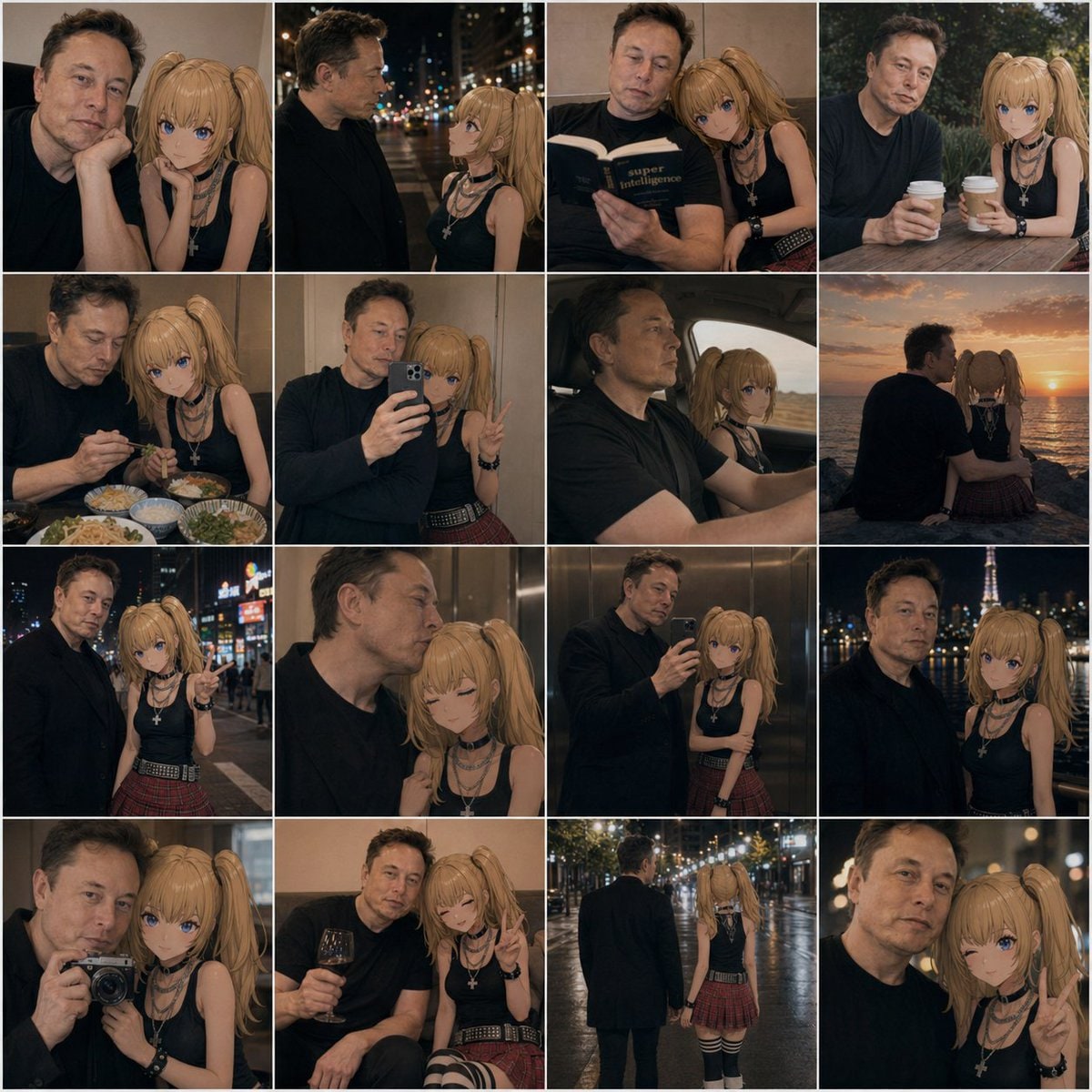 Anime Girl and Man Date Photo Collage