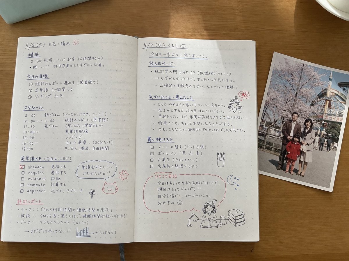 手写日语学习笔记与照片