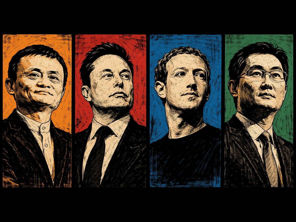 四联木刻版画风格肖像壁纸