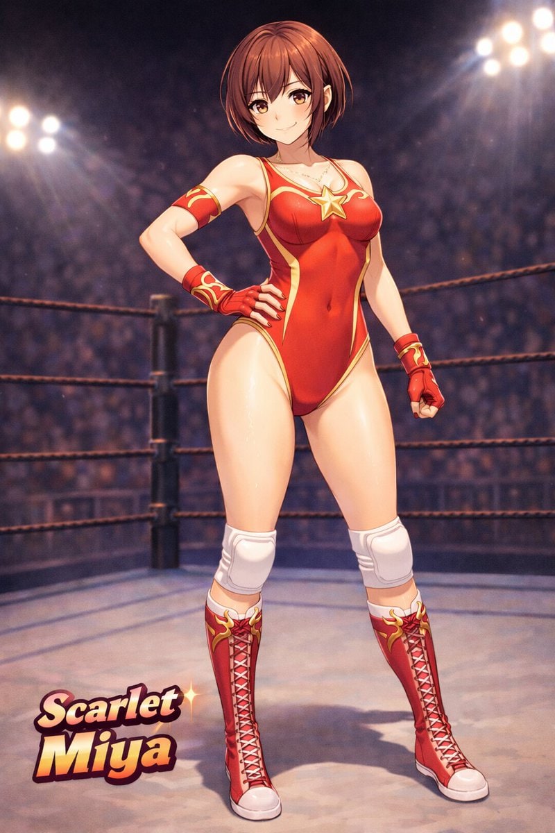 竞技场中的动漫女性摔跤手