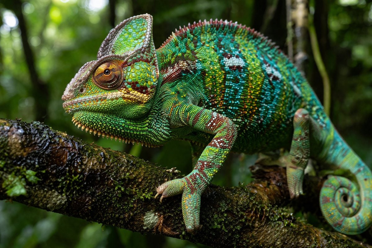 超写实变色龙微距摄影