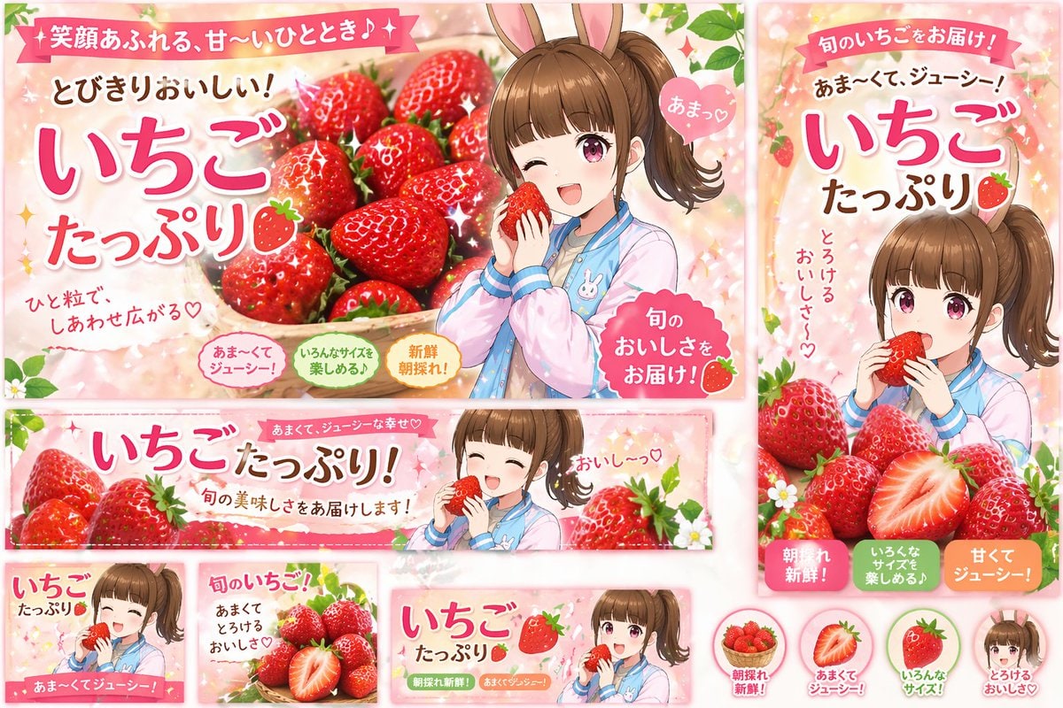 Anime Strawberry Promo Banner Set
