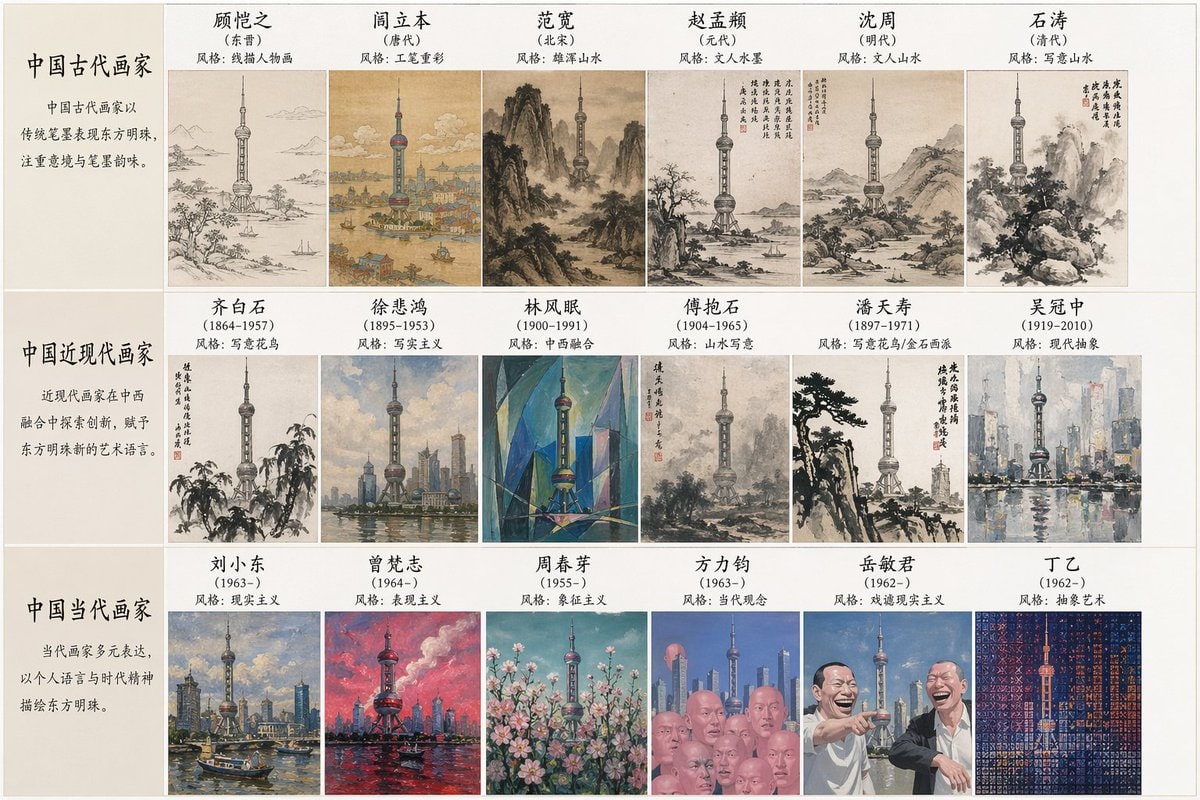 地标建筑的艺术风格合成