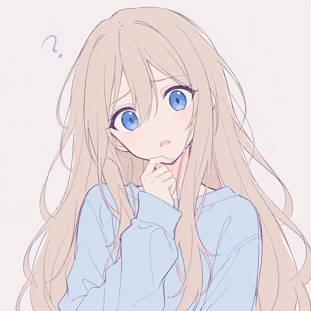 困惑的金发动漫少女肖像