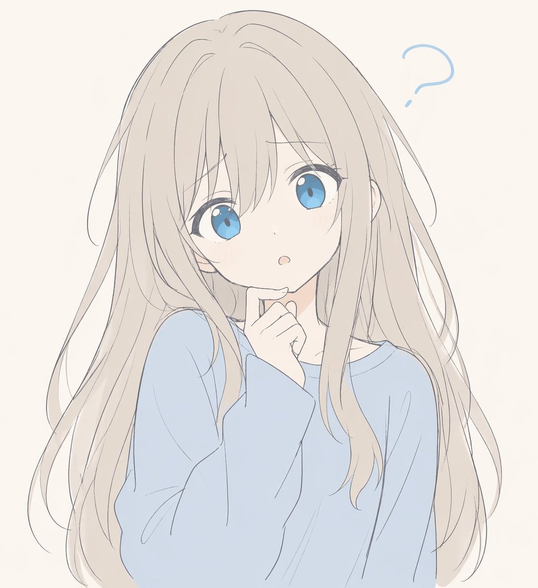 困惑的金发动漫少女肖像