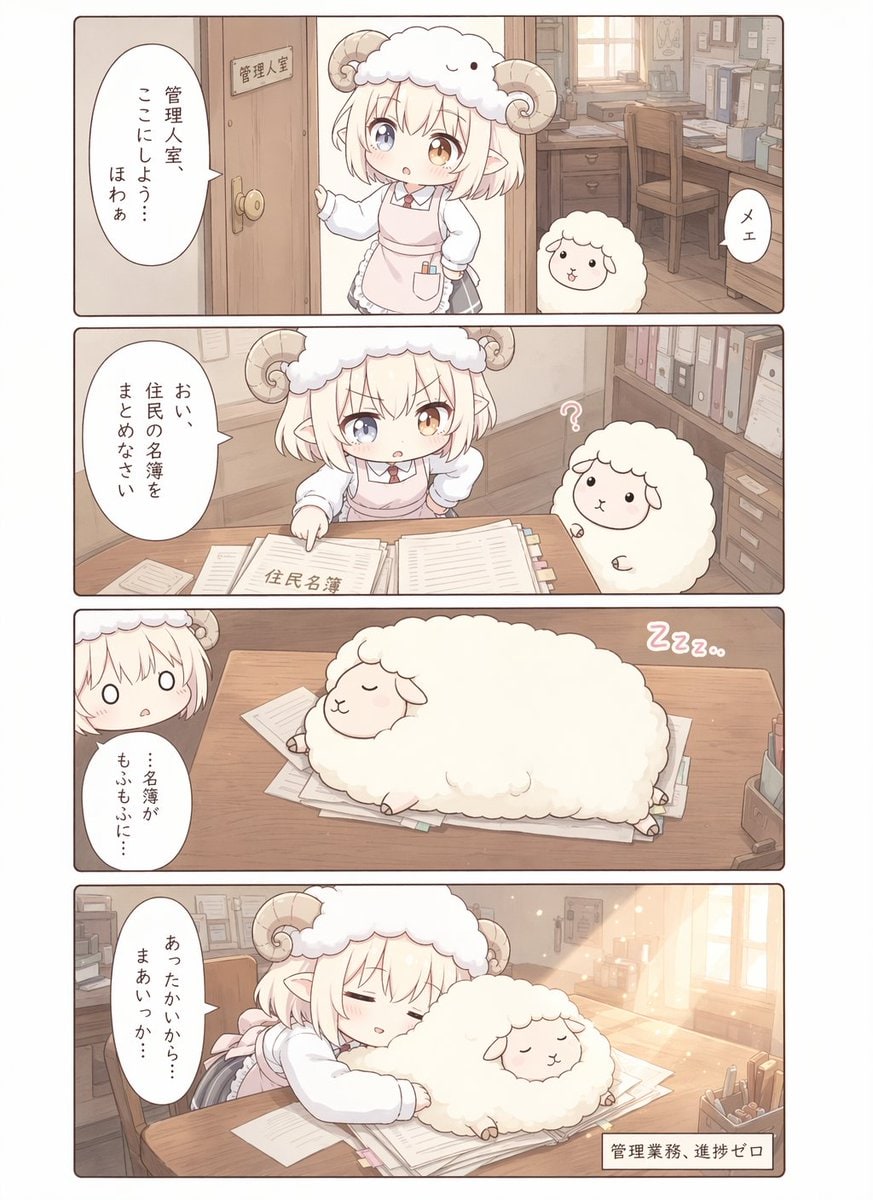 可爱的羊角少女办公室漫画页