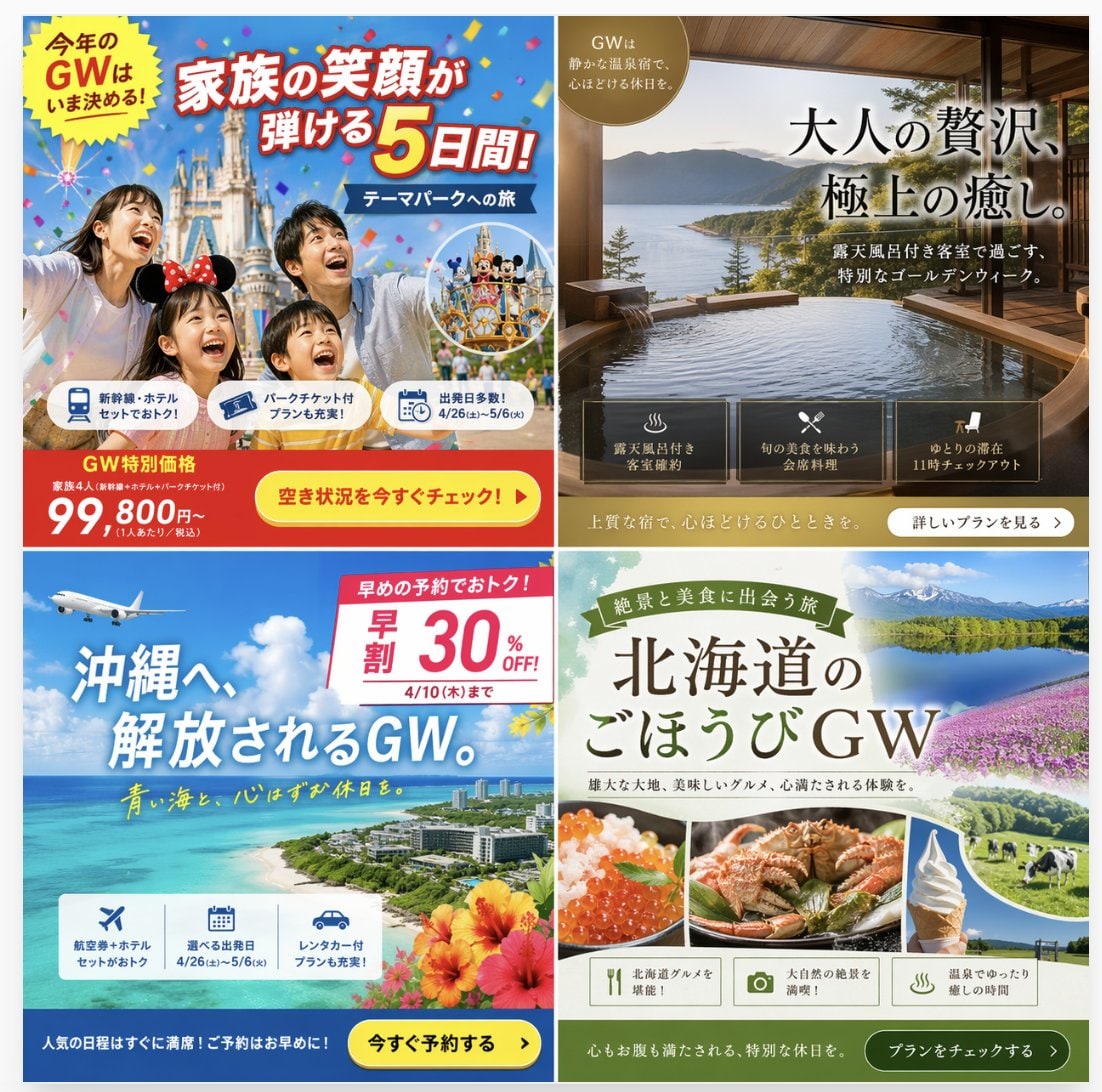 四款日本旅游广告海报