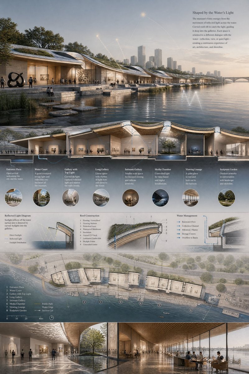 信息图 / 教育视觉 - 滨水博物馆建筑展板