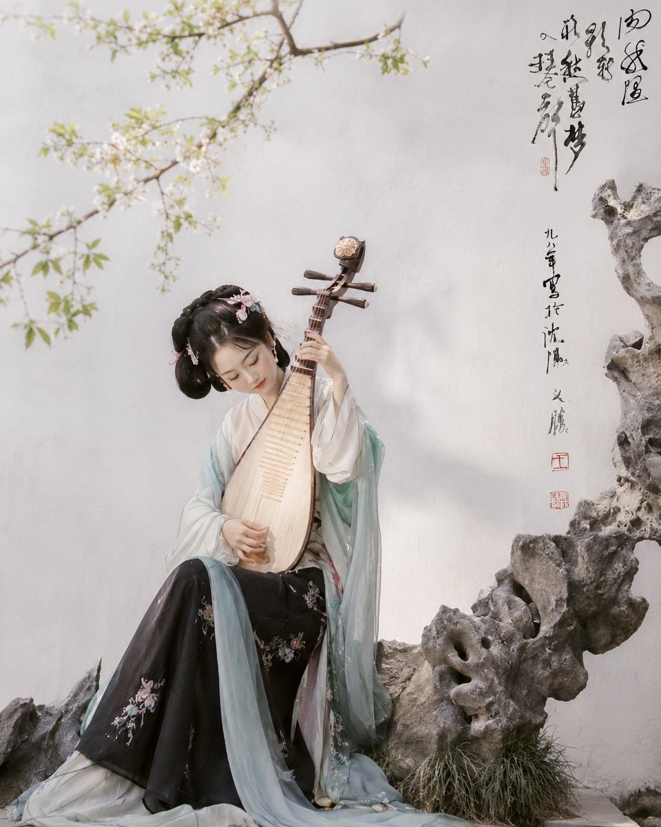 社交媒体帖子 - 汉服琵琶园人像