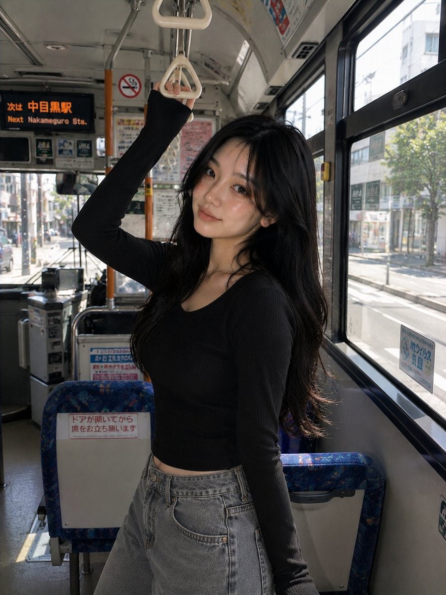 社交媒体帖子 - 韩国女孩城市公交抓拍