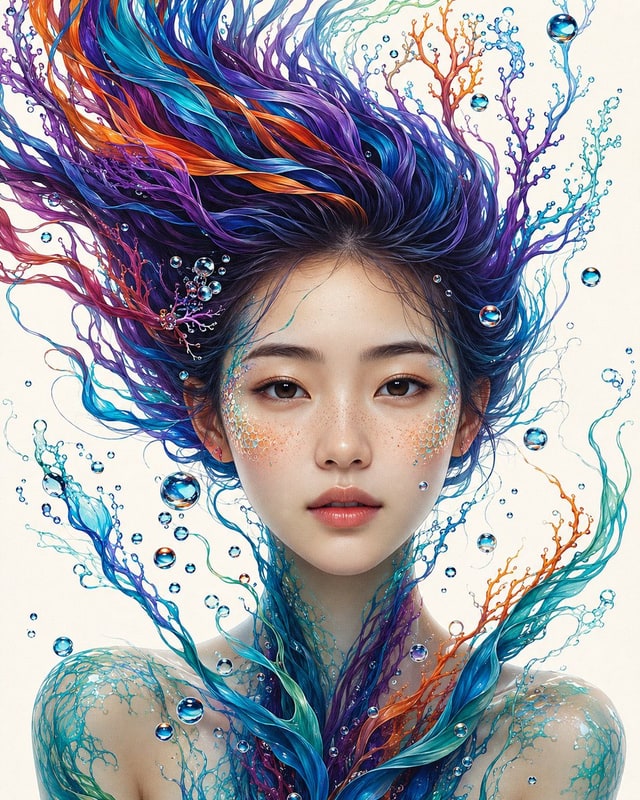 社交媒体帖子 - 水灵幻想插画
