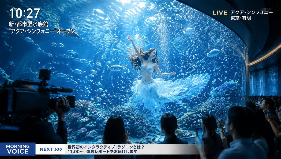 社交媒体帖子 - 未来主义水族馆美人鱼场景