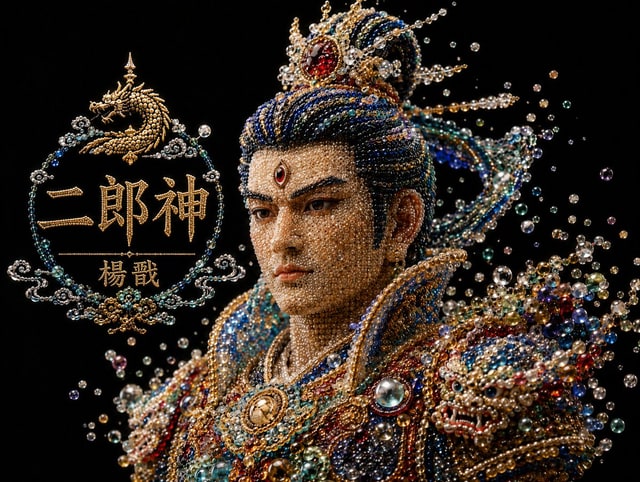 社交媒体帖子 - 珠光色二郎神半身像