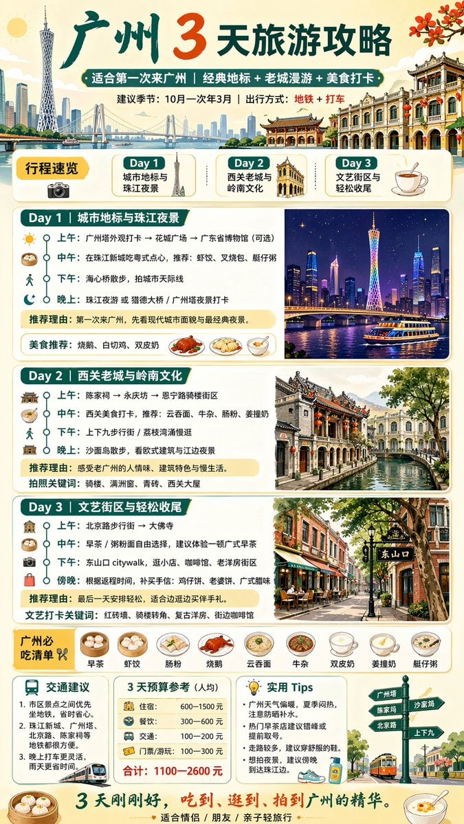 生成【城市】三天旅游攻略，就这么简单一句话