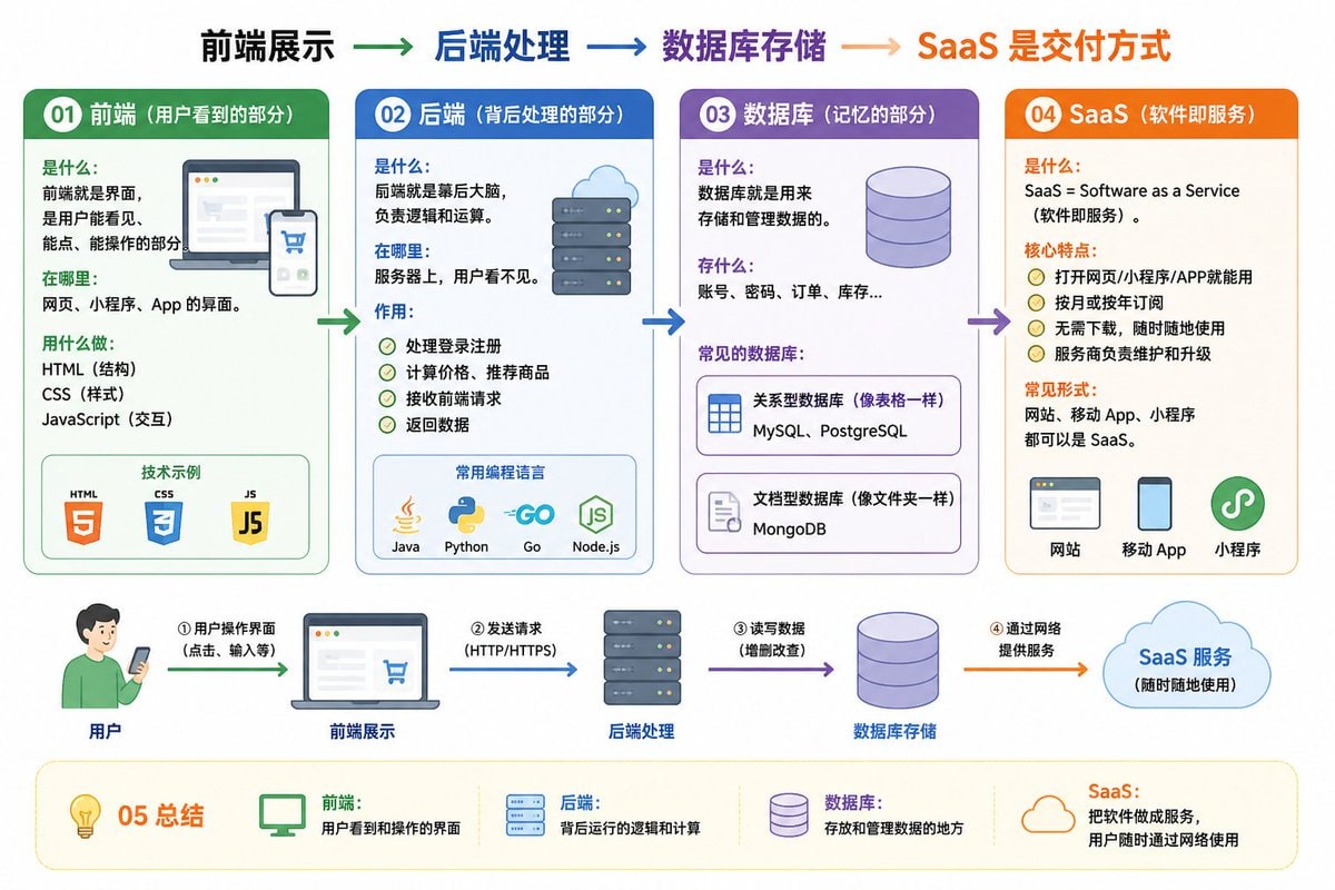 前后端数据库 SaaS 信息图