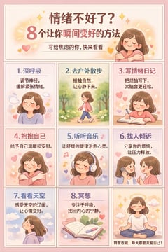 9格自我关怀信息图拼贴