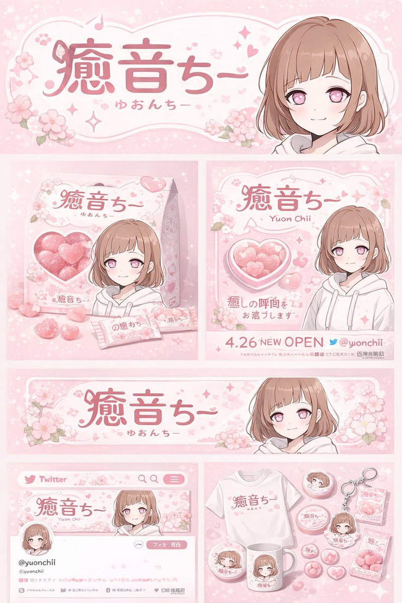 Anime Character Brand Identity & Merch Board