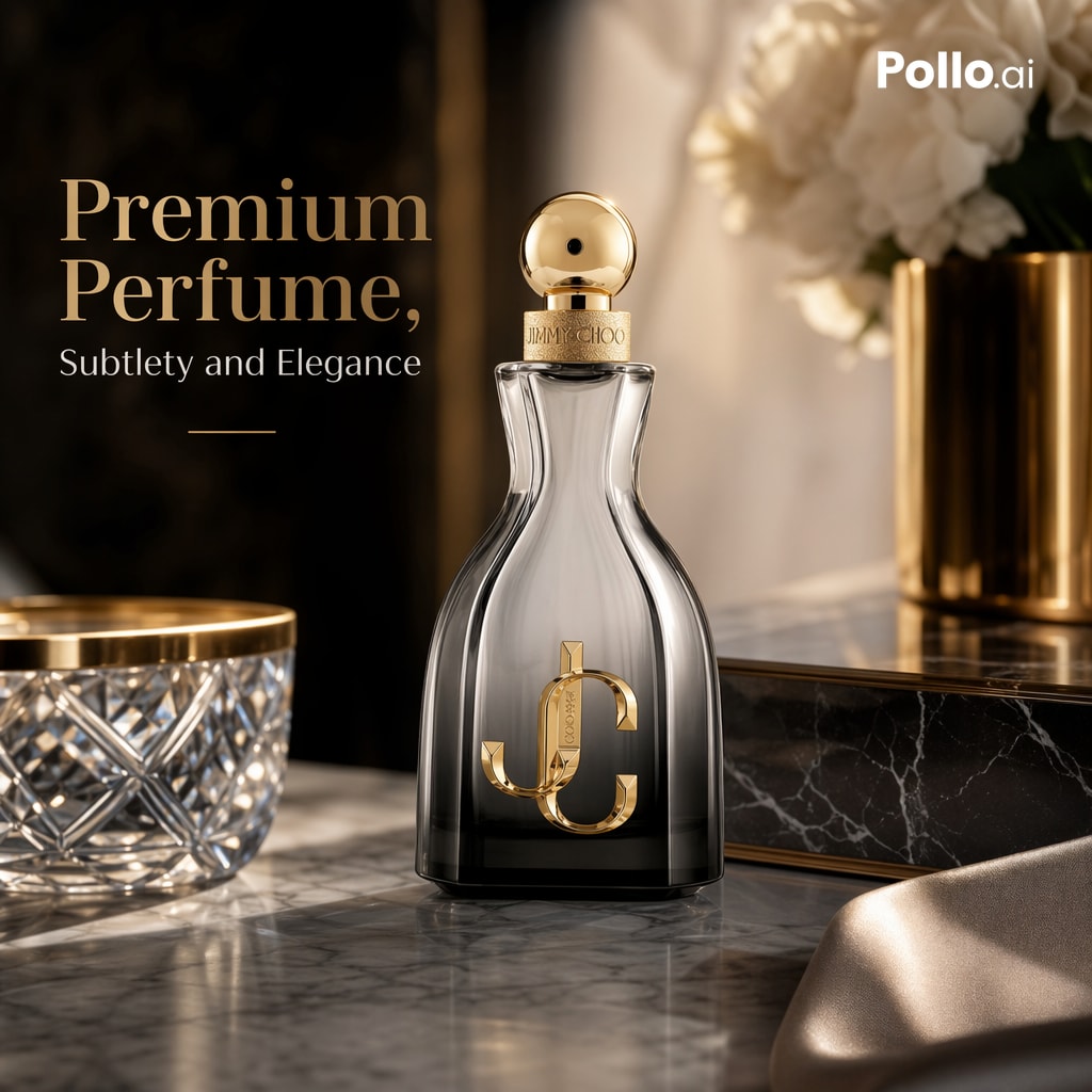 E-commerce Main Image - Luxury Perfume Ad on Marble Vanity