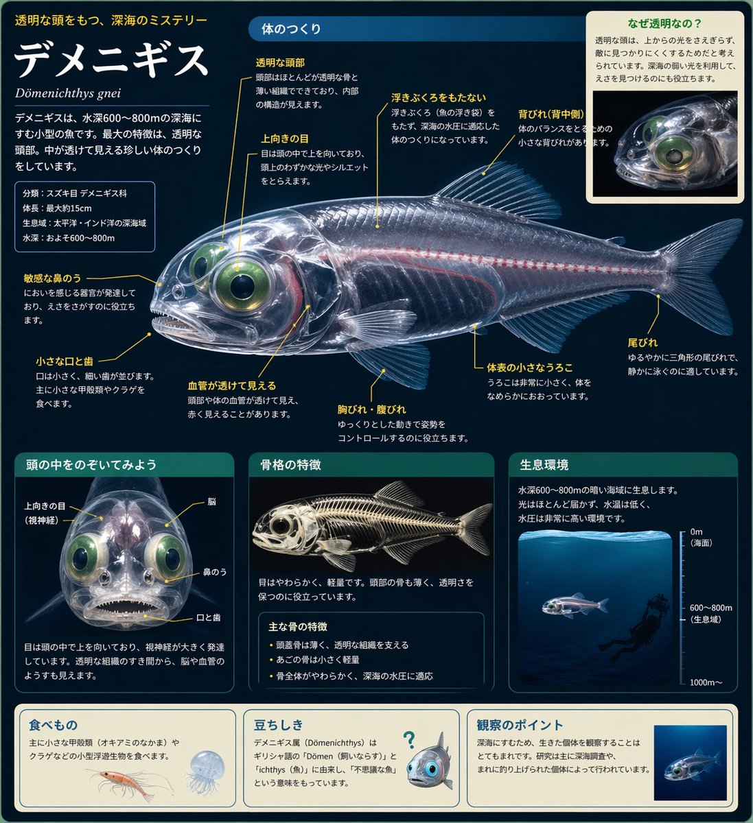 桶眼鱼解剖图鉴