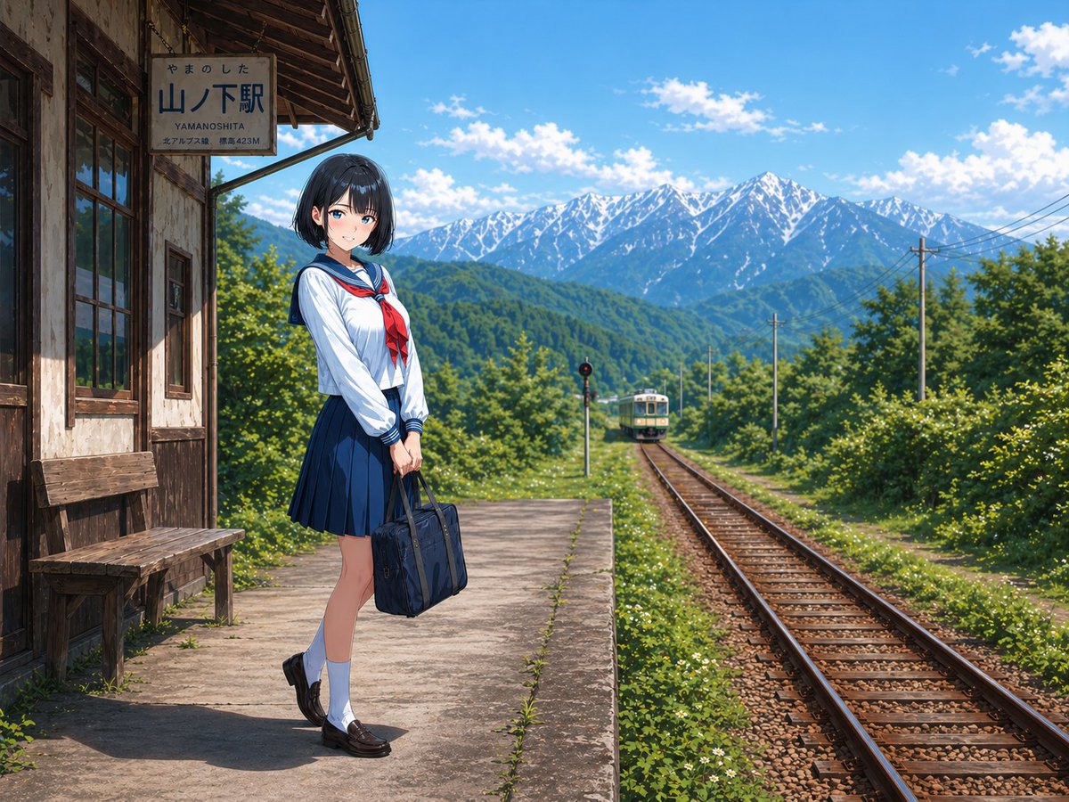 Rural Station Schoolgirl Scene