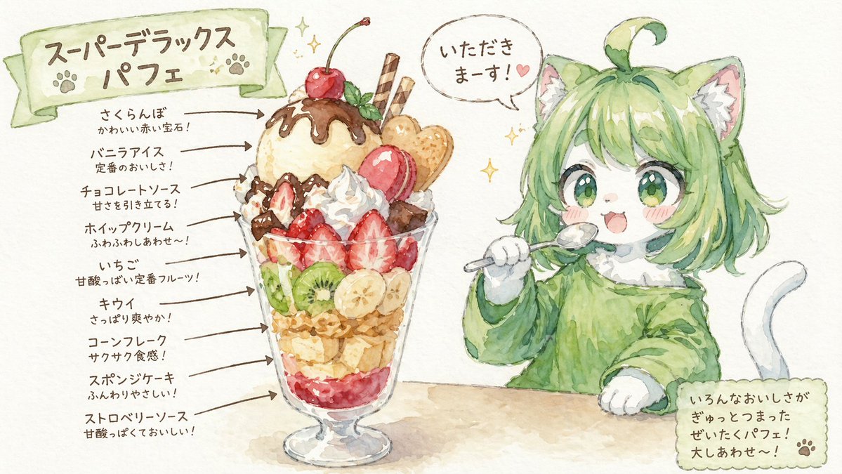 角色吃芭菲配标注