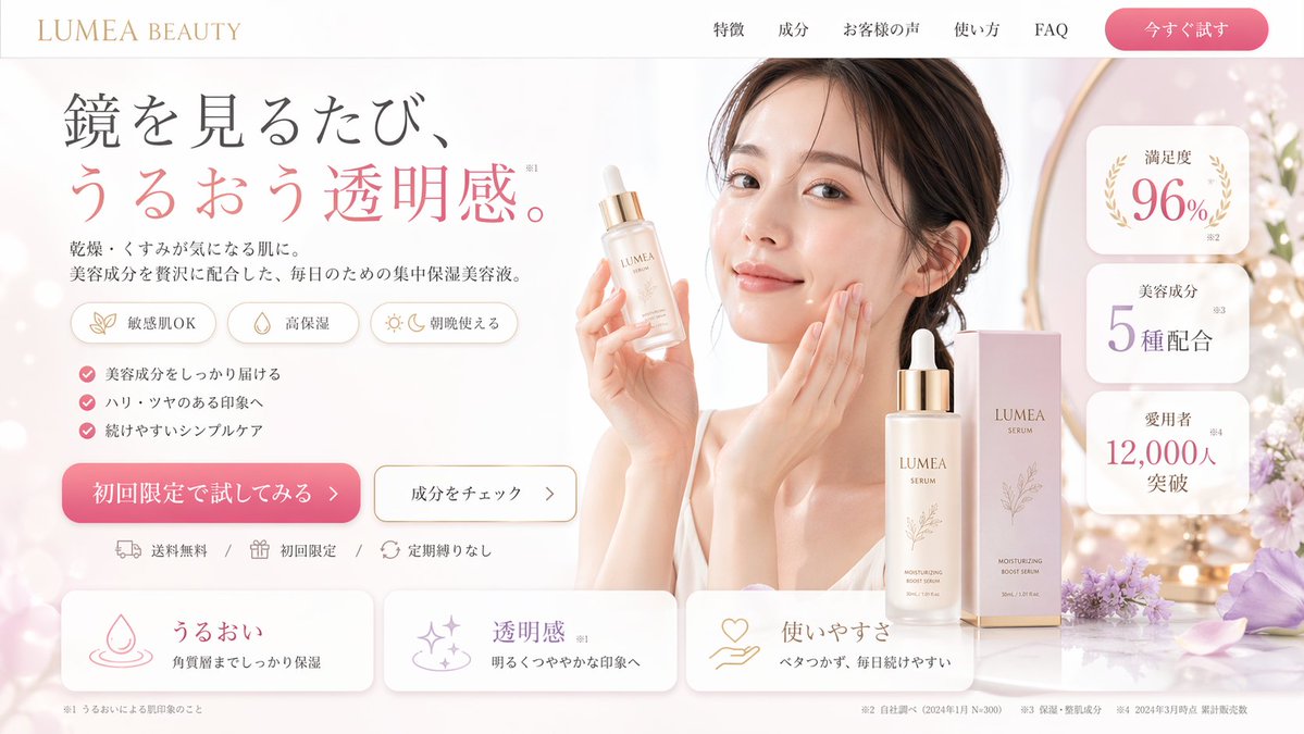 美妆产品落地页样机