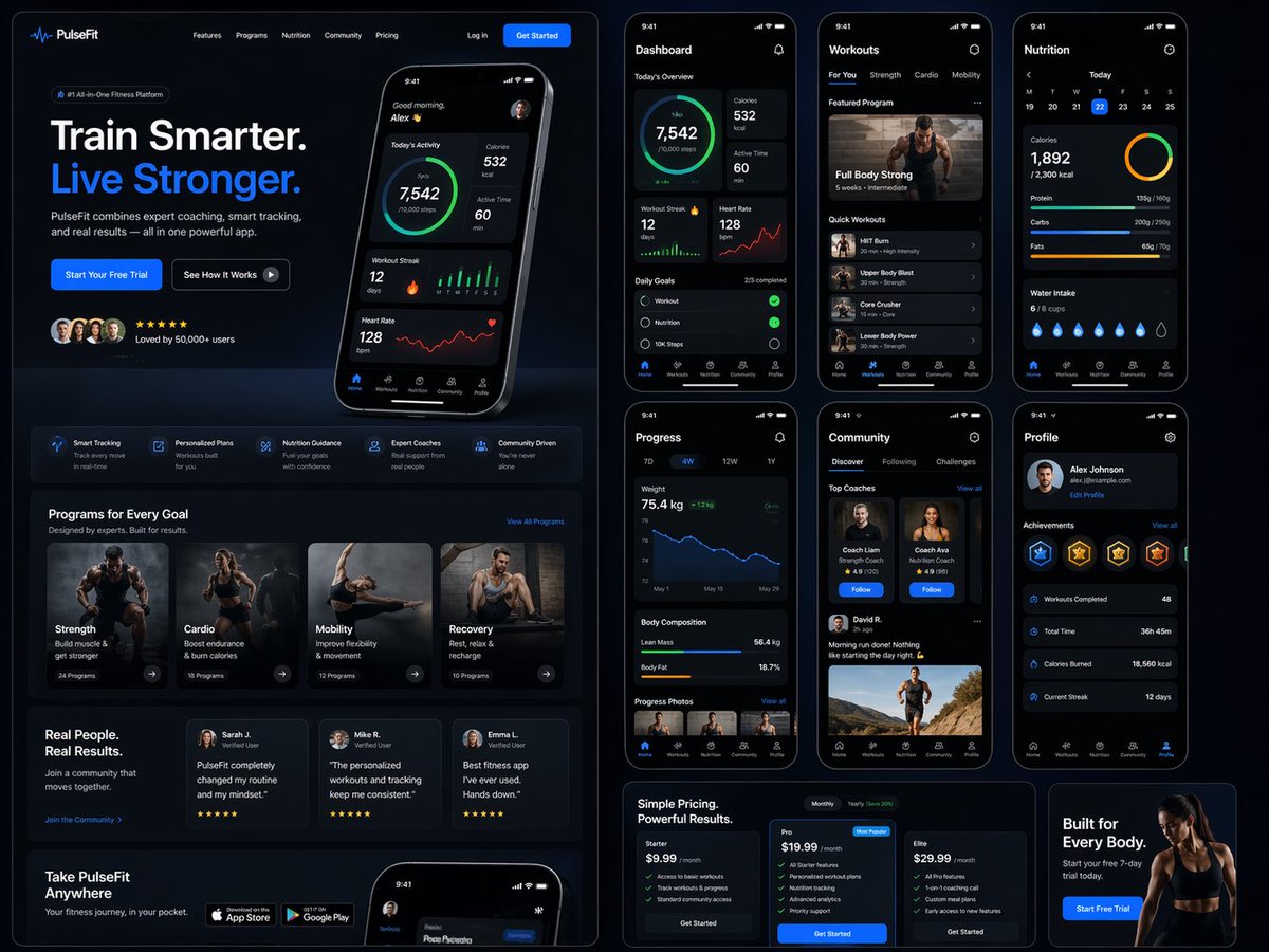 健身 SaaS 着陆页 UI