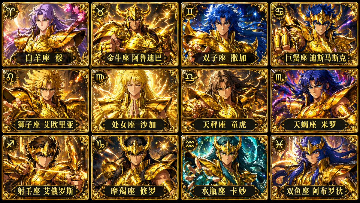 十二黄金圣斗士卡片网格
